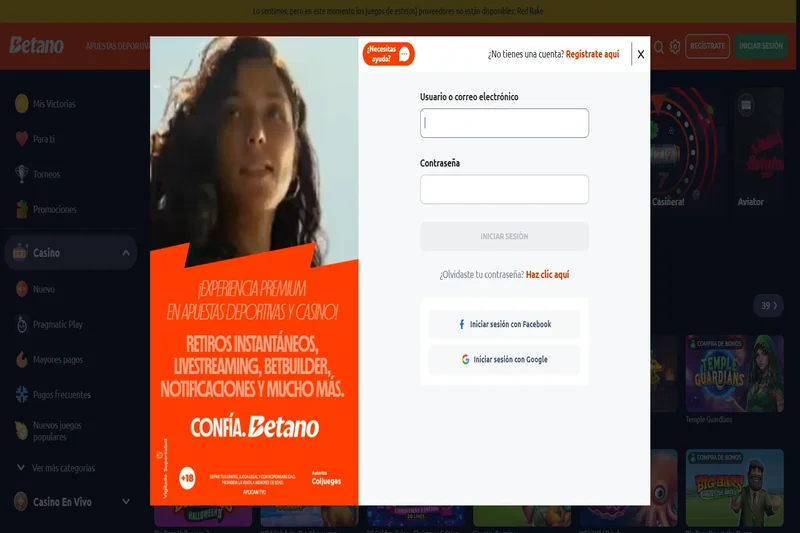Betano casino login formulario de acceso